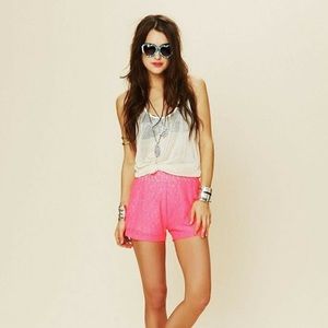 Free People hot pink lace shorts